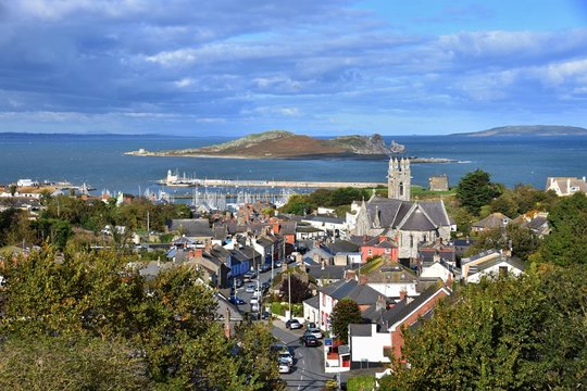 view on the church howth and sea