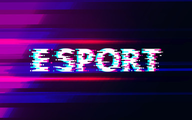 E sport glitch on abstract background design.