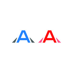 Initial letter A logo vector design template. Blue and red letter - Vector