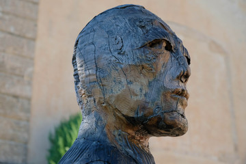 Documentary image. Joucas. Luberon. Provence. France. October 05. 2019. Head of a gigantic man...
