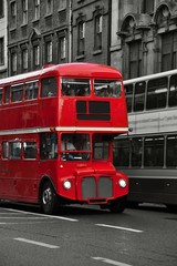 Plakat old red doubledecker bus in dublin