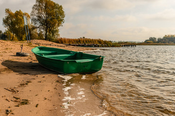 Ilawa Lakeland. Dzierzgon Lake during cloudy day