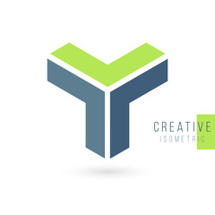 3D isometric letter Y logo Design Template. Stock Vector illustration isolated on white background. - obrazy, fototapety, plakaty