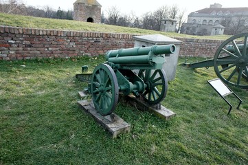 an old cannon exhibited in the park
