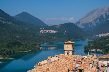 Landscape, view of Barrea lake, in National Park of Abruzzo, Italy