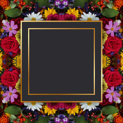luxurious floral background and gold retro frame with place for Your text.