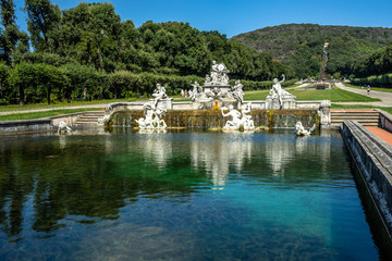 Fototapeta na wymiar The fountain of Ceres is part of the scenic waterway in the park of Caserta Royal Palace, Italy
