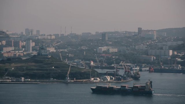 Container Ship In Free Port Of Vladivostok