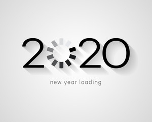 Loading New Year 2020 text design. Cover for 2020. Brochure design template, card, banner. Vector illustration. Isolated on white background.