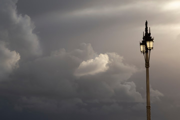 old street light and wee cloud