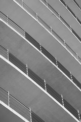 Concrete balconies. Semicircles. Abstract architecture.