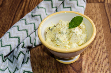 Fresh homemade potato salad.  Classic American potato salad made with creamy mayonnaise dressing.