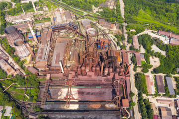 blast furnace and other elements of the metallurgical industry, a view of the structure from a...