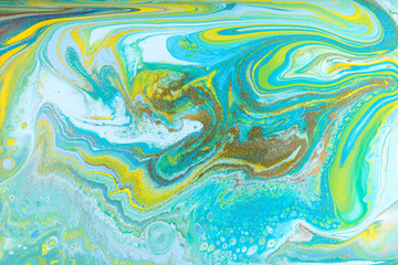 Fototapeta na wymiar Mixed colored paints background. Ocean ripple style summer pattern.