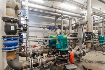 Industrial Factory equipment stainless tubes Food automation. Equipment, cables and piping as found...