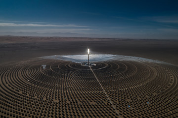 Fototapeta na wymiar Aerial view of solar thermal power plant