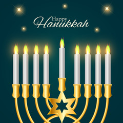 Happy Hanukkah, Jewish Holiday Background. Vector Illustration. Hanukkah is the name of the Jewish holiday