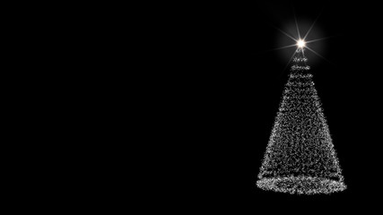 Copy space motion Christmas tree for cold winter new year santa festival decorate celebrate with black background overlay and luxury gold, green theme with white shine star and snow, snowflake flare