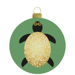 Christbaumkugel gr&uuml;n, leuchtendes Schildr&ouml;tenmotiv 