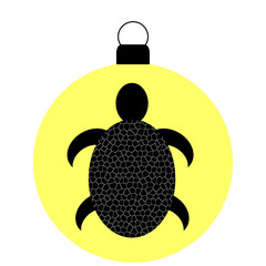 Weihnachtskugel gelb, schwarzes Schildr&ouml;tenmotiv