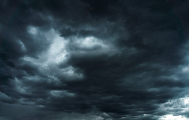 Naklejka na ściany i meble Storm dark clouds, dramatic background