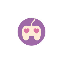 games logo with gamepad and hearts, vector
