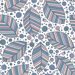 Seamless soft tones leaf autumn pattern doodle.
