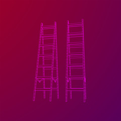 Step ladder. Wireframe low poly mesh vector illustration