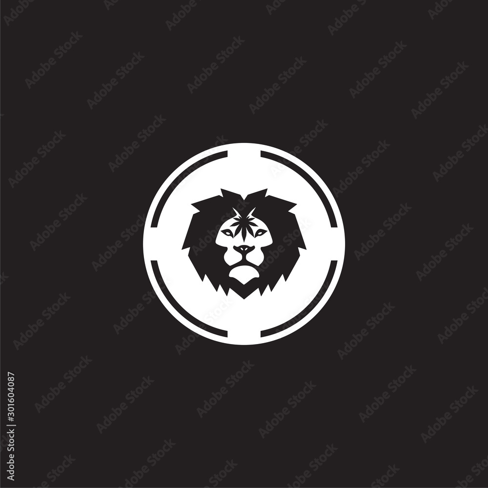 Poster Lion icon isolated on black background