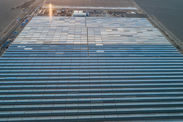 Aerial view of Linear Fresnel Concentrating Solar thermal power plant