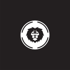 Lion icon isolated on black background