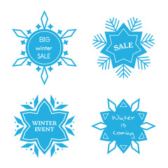 Set of winter emblems in the form of snowflakes.