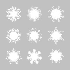 Set of different cute snowflakes.