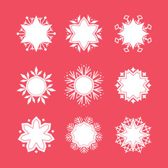 Set of different cute snowflakes.