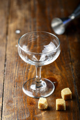 empty cocktail glass on the table