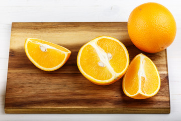 orange on a cutting board