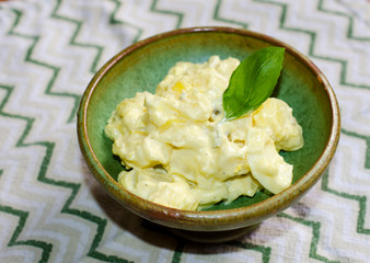 Fresh homemade potato salad.  Classic American potato salad made with creamy mayonnaise dressing