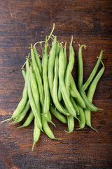 asparagus beans on a wooden background