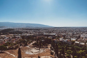 Obraz premium Ausblick auf Athen und Dionysostheater in Griechenland