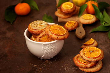 Christmas cookies with sliced tangerine 
