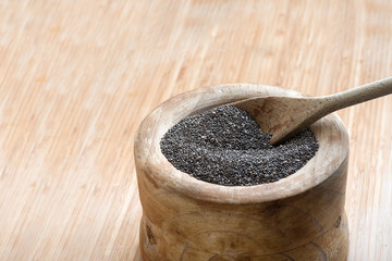 Heap of organic chia seeds