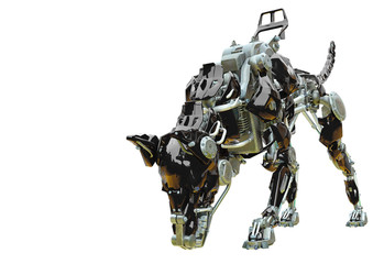 cyber dog sniffing with copy space