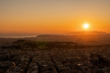 Sonnenuntergang &uuml;ber Athen, Griechenland