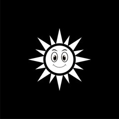 Cute sun with smile icon isolated on black background
