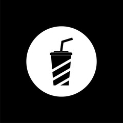 Soda icon isolated on black background