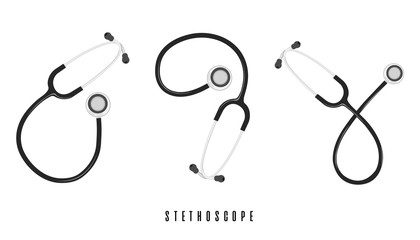 Set to Stethoscope isolated vector illustration on white background