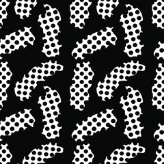 EPS 10 vector. Seamless pattern with white abstract shapes on black.