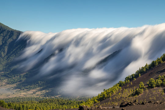 Cloud waterfall of La Palma