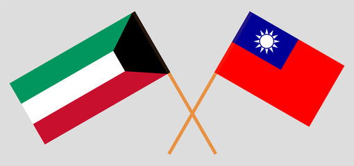 Crossed flags of Taiwan and Kuwait