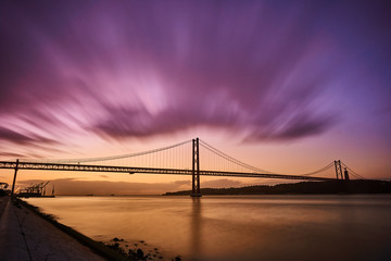 April 25th bridge at sunrise, in Lisbon, Portugal